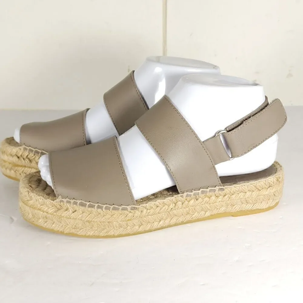 Vince Women's Emilia US 6M Taupe Leather Platform Espadrille Slingback sandals